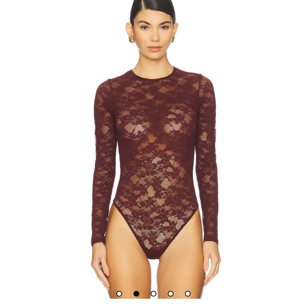 REVOLVE Lace Bodysuit - Deep Burgundy
